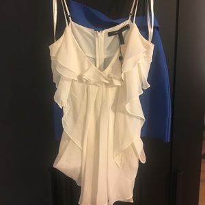 Bcbg white ruffle tank